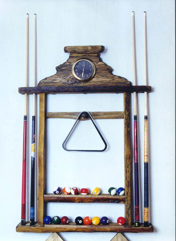 Log Pool Ball and Cue Holder
